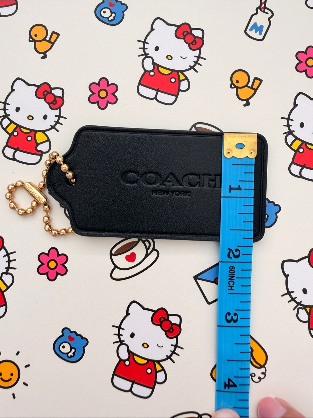 NWOT Coach Black Leather Hang Tag with Brass Chain - Picture 5 of 8